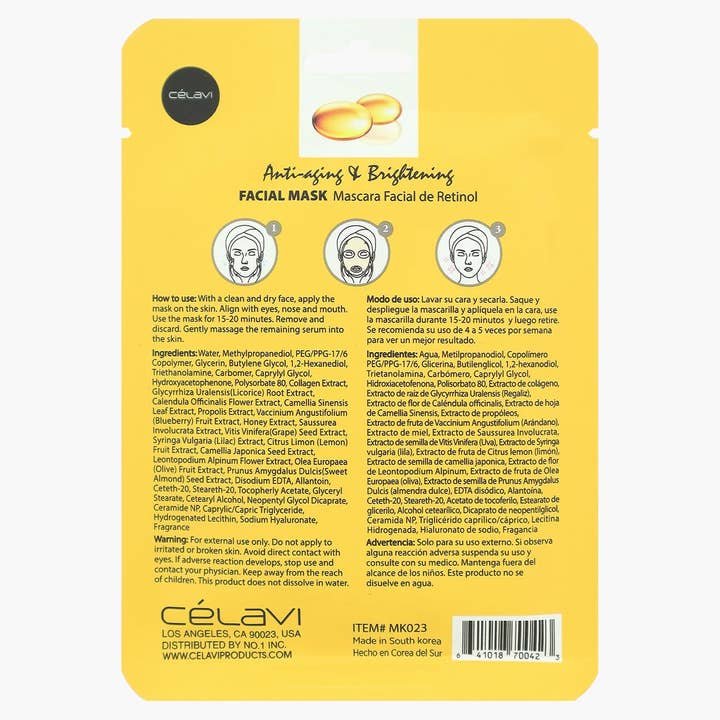 Célavi Essence Facial Sheet Mask – Retinol — view 2 - Koko Dorado Beauty